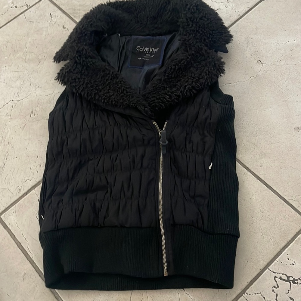 Calvin Klein black fluffy puffer vest